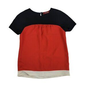 MaxMara Studio Womens Colorblock Short Sleeve Blouse